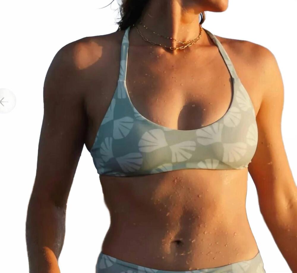 NEW FREE FLY women's wavebound cross-tie bikini top in ocean mist